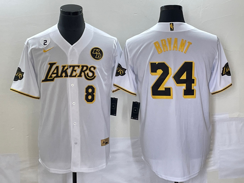Men Los Angeles Lakers 24 Bryant white 2023 NBA Jersey style5